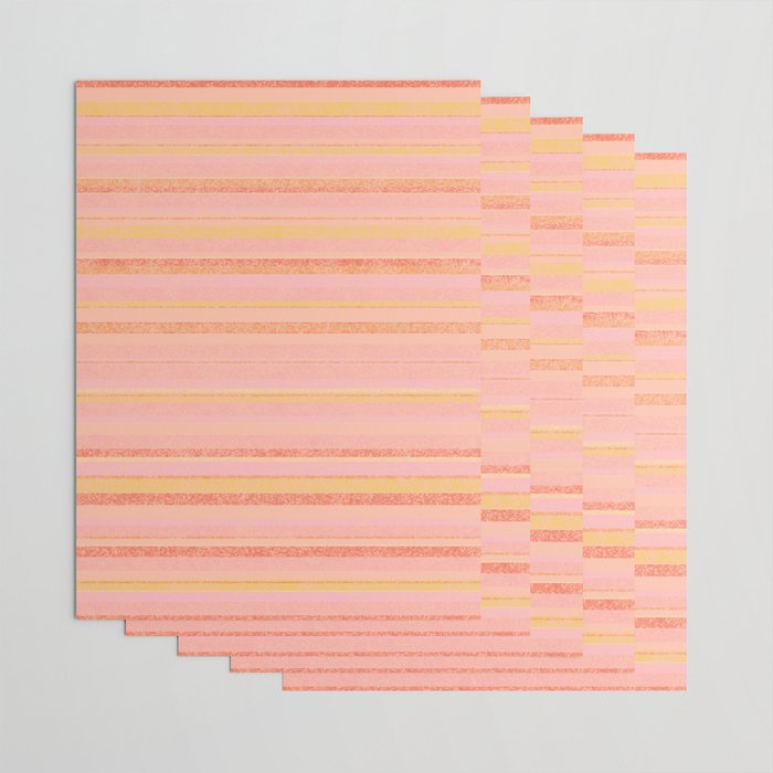 Textured Summer Stripes Pink Orange Yellow Wrapping Paper Gallery Image 3