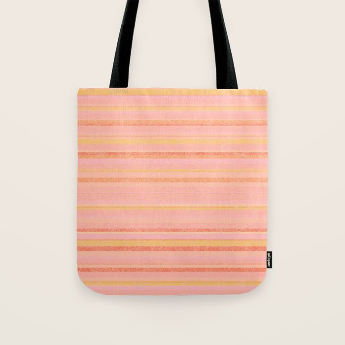 Textured Summer Stripes Pink Orange Yellow Tote Bag Gallery Image 1