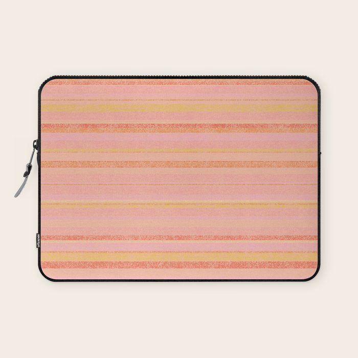 Textured Summer Stripes Pink Orange Yellow Laptop Sleeve Gallery Image 1