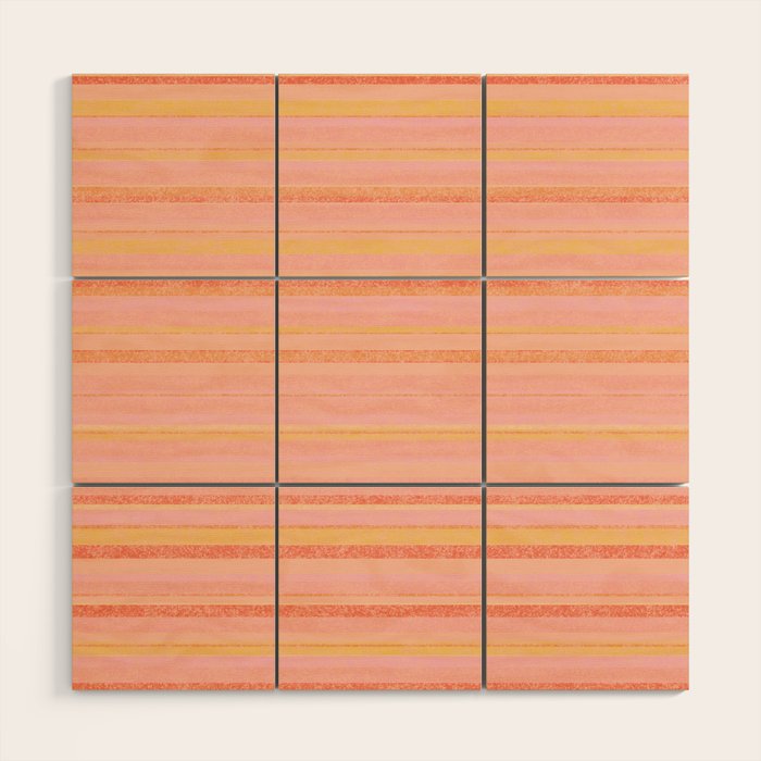 Textured Summer Stripes Pink Orange Yellow Wood Wall Art Gallery Image 1