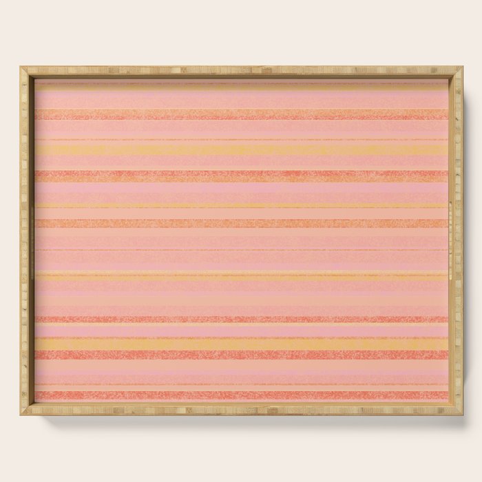 Textured Summer Stripes Pink Orange Yellow Serving Tray Gallery Image 1