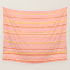 Textured Summer Stripes Pink Orange Yellow Wall Tapestry Gallery Image 4