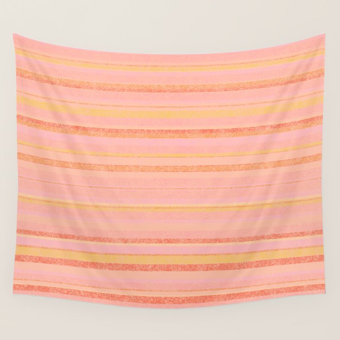 Textured Summer Stripes Pink Orange Yellow Wall Tapestry Gallery Image 4