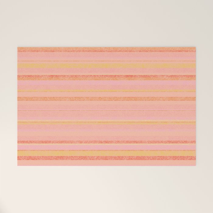 Textured Summer Stripes Pink Orange Yellow Welcome Mat Gallery Image 1