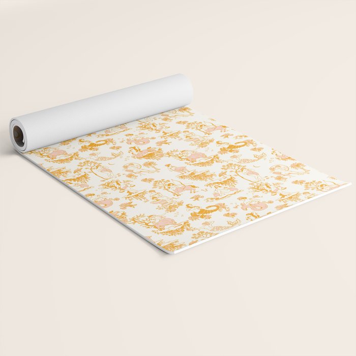 Honey, Pink & Gold Zodiac Toile Pattern. A Great Gift Idea For Astrology Fans! Yoga Mat Gallery Image 2
