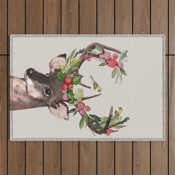 Christmas Deer Outdoor Rug Gallery Image 1