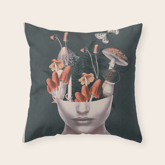 Mushroom Lady Throw Pillow Gallery Image 1