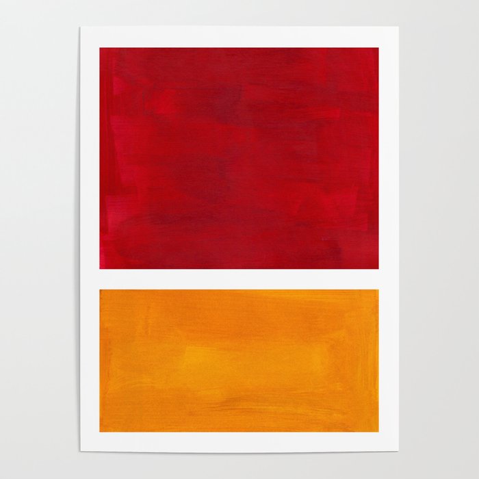 Burnt Red Yellow Ochre Mid Century Modern Abstract Minimalist Rothko Color Field Squares Poster Gallery Image 4
