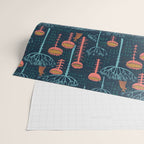 Block print scandinavian blue meadow Wrapping Paper Gallery Image 2