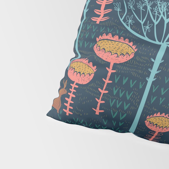 Block print scandinavian blue meadow Pillow Sham Gallery Image 4