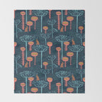 Block print scandinavian blue meadow Throw Blanket Gallery Image 2