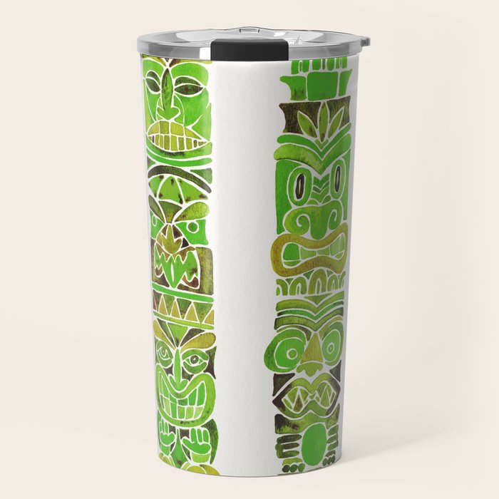 Tiki Totems - Green Travel Mug Gallery Image 1