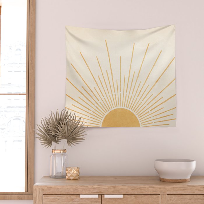 Boho Sun no. 5 Yellow Wall Tapestry Gallery Image 2