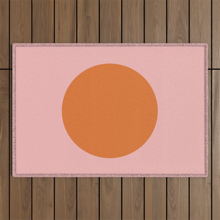Groovy Dot Pink and Orange Minimalist Outdoor Rug Gallery Image 1