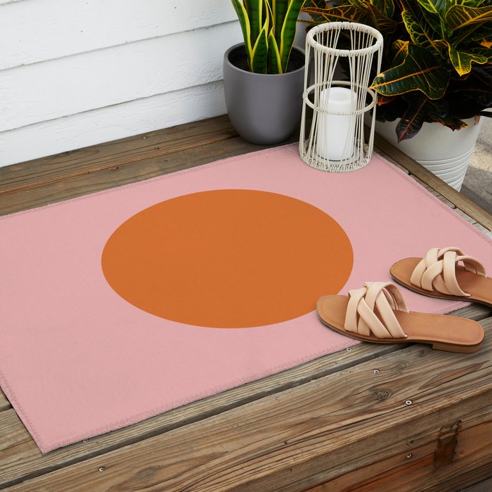 Groovy Dot Pink and Orange Minimalist Outdoor Rug Gallery Image 2