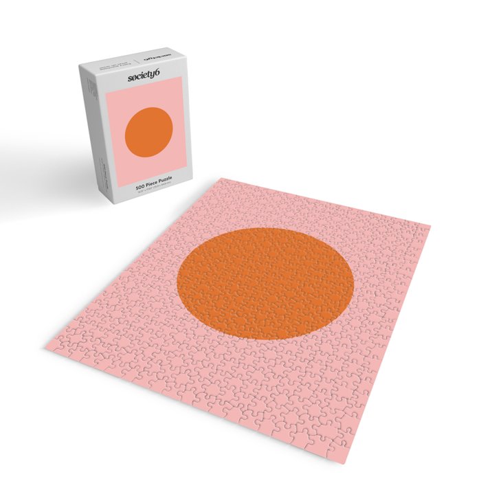 Groovy Dot Pink and Orange Minimalist Jigsaw Puzzle Gallery Image 2