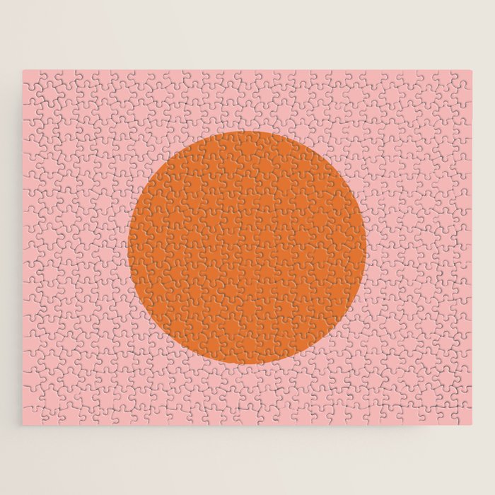 Groovy Dot Pink and Orange Minimalist Jigsaw Puzzle Gallery Image 1