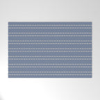 Smudgy Dots Painted Double Stripes Pattern in Stone Blue and Cream Welcome Mat Gallery Image 1