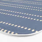 Smudgy Dots Painted Double Stripes Pattern in Stone Blue and Cream Bath Mat Gallery Image 3