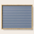 Smudgy Dots Painted Double Stripes Pattern in Stone Blue and Cream Serving Tray Gallery Image 1