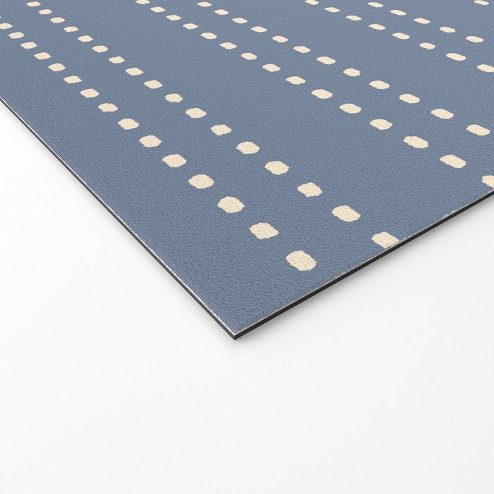 Smudgy Dots Painted Double Stripes Pattern in Stone Blue and Cream Welcome Mat Gallery Image 2