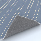 Smudgy Dots Painted Double Stripes Pattern in Stone Blue and Cream Rug Gallery Image 4