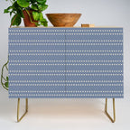 Smudgy Dots Painted Double Stripes Pattern in Stone Blue and Cream Credenza Gallery Image 1