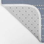 Smudgy Dots Painted Double Stripes Pattern in Stone Blue and Cream Bath Mat Gallery Image 2