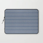 Smudgy Dots Painted Double Stripes Pattern in Stone Blue and Cream Laptop Sleeve Gallery Image 1