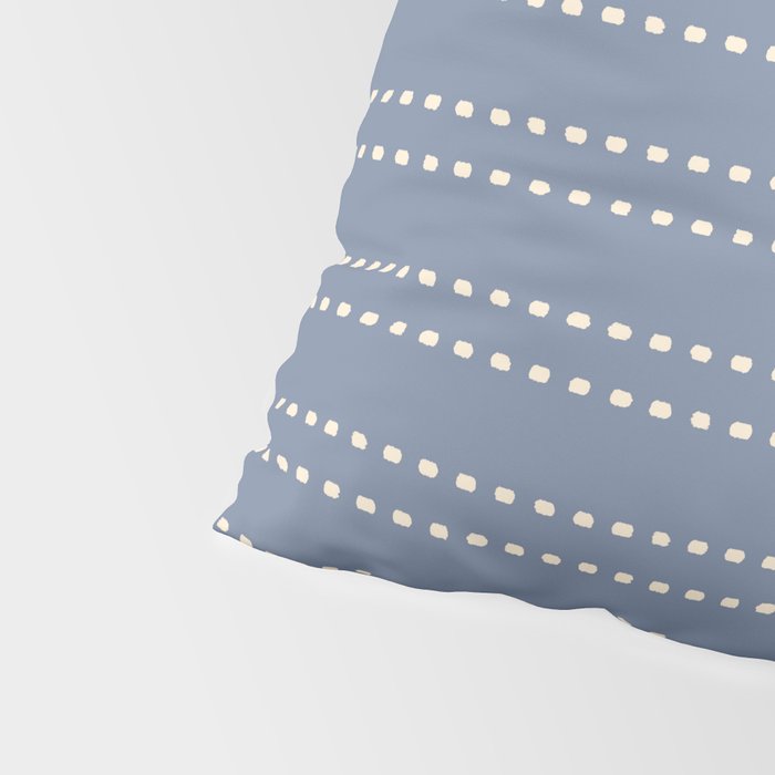 Smudgy Dots Painted Double Stripes Pattern in Stone Blue and Cream Pillow Sham Gallery Image 4