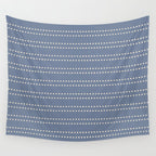 Smudgy Dots Painted Double Stripes Pattern in Stone Blue and Cream Wall Tapestry Gallery Image 4
