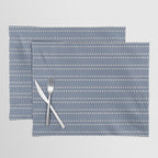 Smudgy Dots Painted Double Stripes Pattern in Stone Blue and Cream Placemat Gallery Image 1