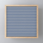 Smudgy Dots Painted Double Stripes Pattern in Stone Blue and Cream Mini Art Print Gallery Image 1
