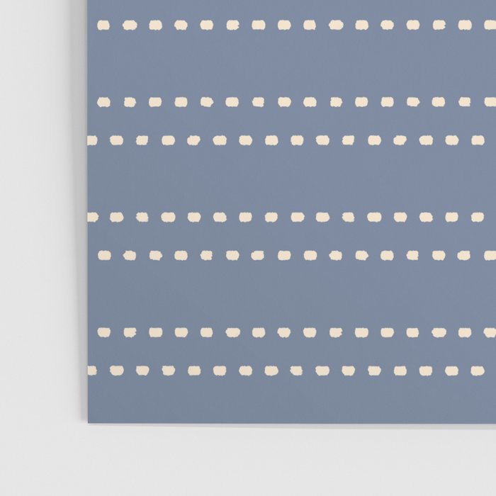 Smudgy Dots Painted Double Stripes Pattern in Stone Blue and Cream Poster Gallery Image 3