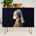Girl with Pearl Earing Blowing Gum Credenza Gallery Image 1