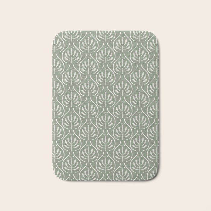 Boho Sage Green Pattern Bath Mat Gallery Image 1