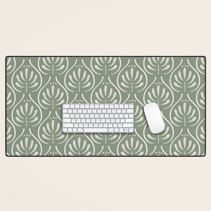 Boho Sage Green Pattern Desk Mat Gallery Image 1