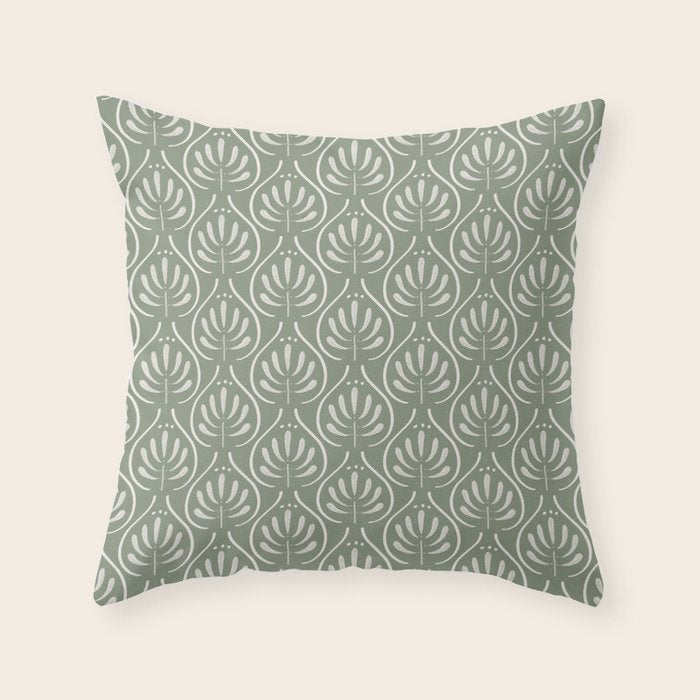 Boho Sage Green Pattern Throw Pillow Gallery Image 6