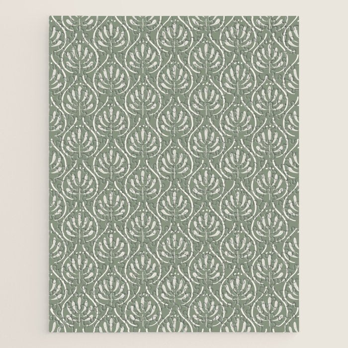 Boho Sage Green Pattern Jigsaw Puzzle Gallery Image 1