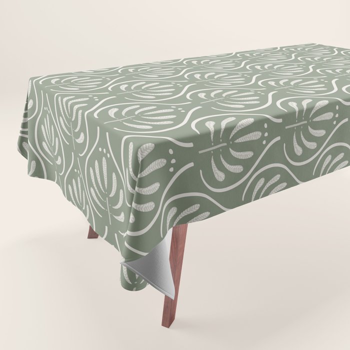 Boho Sage Green Pattern Tablecloth Gallery Image 1