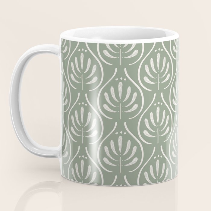 Boho Sage Green Pattern Coffee Mug Gallery Image 3
