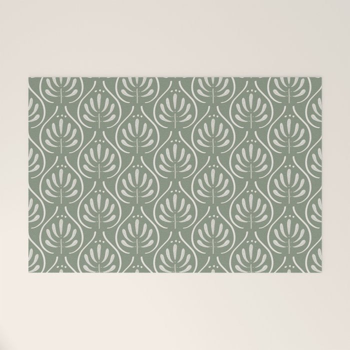 Boho Sage Green Pattern Welcome Mat Gallery Image 1