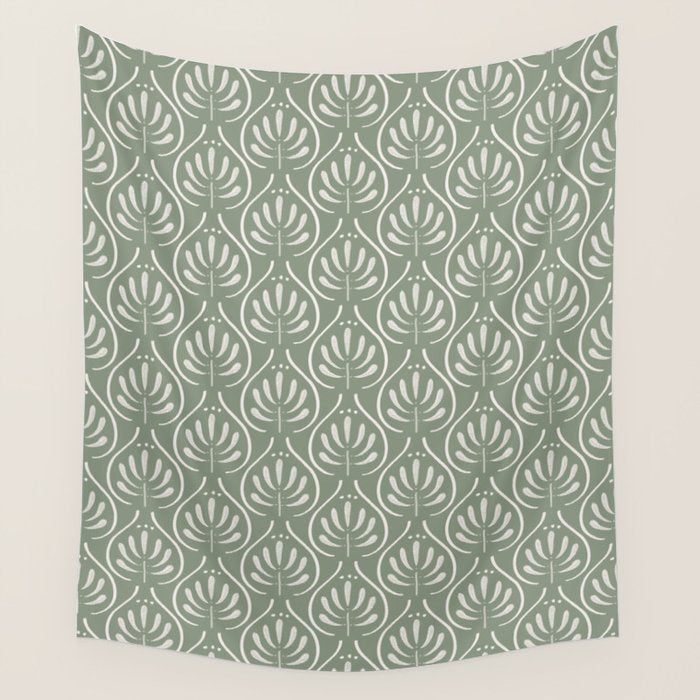 Boho Sage Green Pattern Wall Tapestry Gallery Image 4