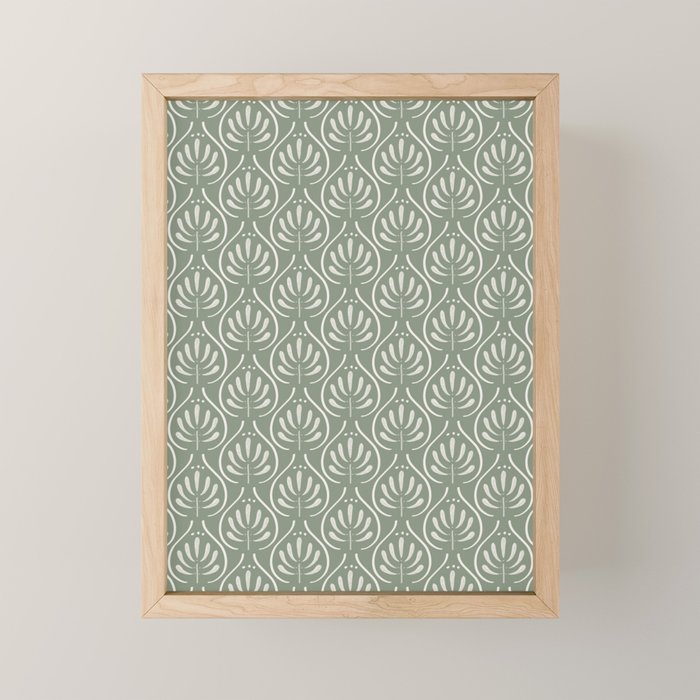 Boho Sage Green Pattern Mini Art Print Gallery Image 1