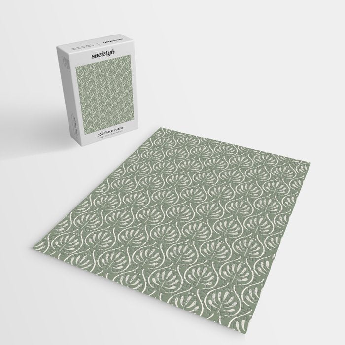 Boho Sage Green Pattern Jigsaw Puzzle Gallery Image 2
