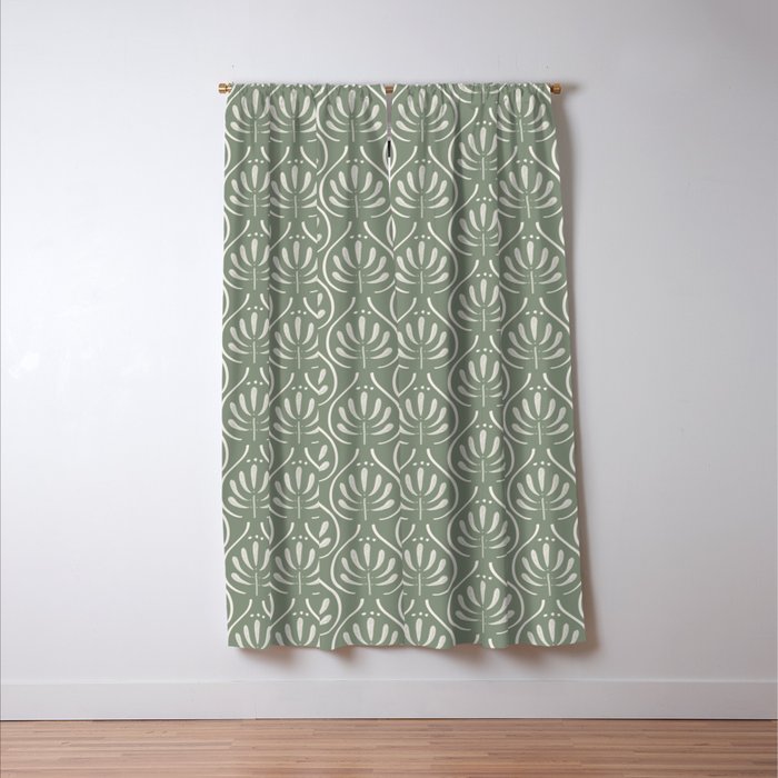 Boho Sage Green Pattern Window Curtain Gallery Image 3