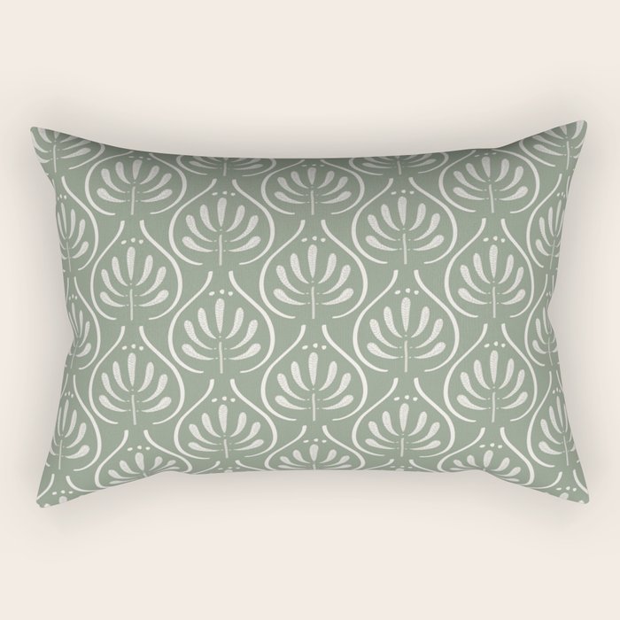 Boho Sage Green Pattern Rectangular Pillow Gallery Image 2