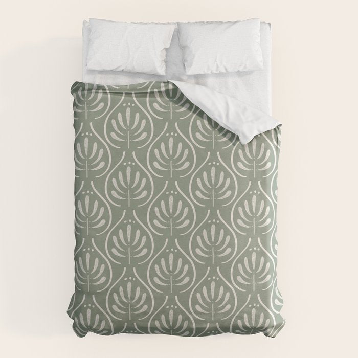 Boho Sage Green Pattern Duvet Cover Gallery Image 1