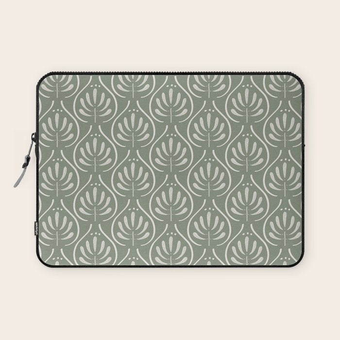 Boho Sage Green Pattern Laptop Sleeve Gallery Image 1