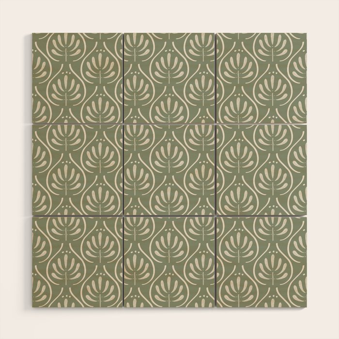 Boho Sage Green Pattern Wood Wall Art Gallery Image 1